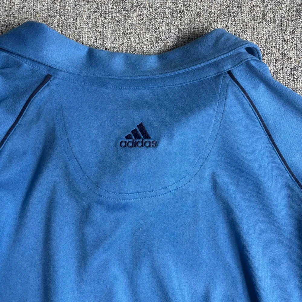 Adidas Polo Shirt Mens XL Blue ClimaWarm Long Sleeve Golf Athletic